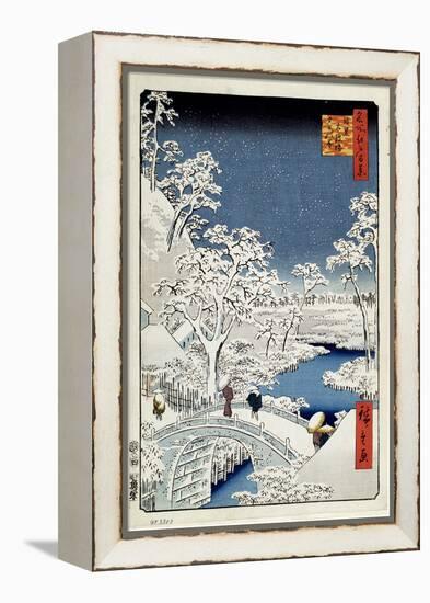 Yuhi Hill and the Drum Bridge at Meguro (One Hundred Famous Views of Ed), 1856-1858-Utagawa Hiroshige-Framed Premier Image Canvas