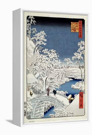 Yuhi Hill and the Drum Bridge at Meguro (One Hundred Famous Views of Ed), 1856-1858-Utagawa Hiroshige-Framed Premier Image Canvas