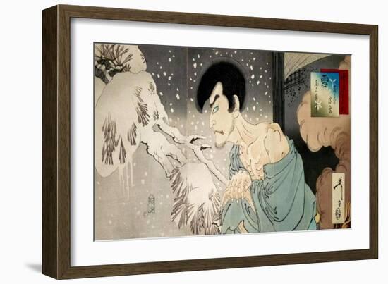 Yuki: Iwakura No Sogen: Onoe Baiko (Snow: Onoe Baiko V as Iwakura Sogen)-Yoshitoshi Tsukioka-Framed Giclee Print