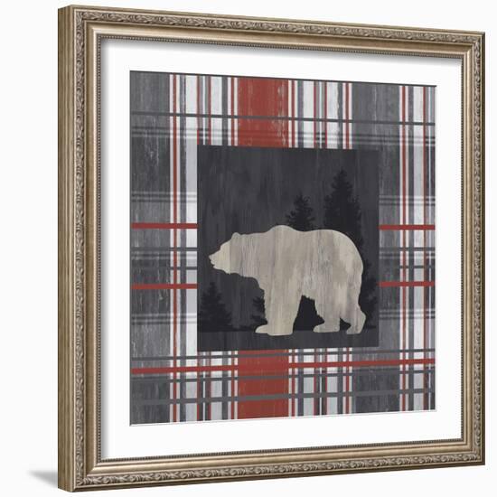 Yule Plaid - Bear-Tania Bello-Framed Giclee Print