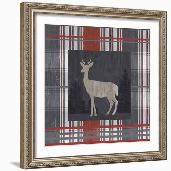 Yule Plaid - Deer-Tania Bello-Framed Giclee Print