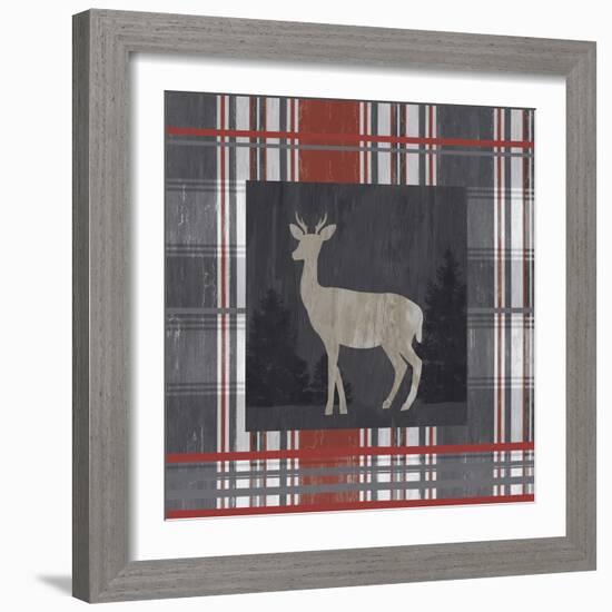 Yule Plaid - Deer-Tania Bello-Framed Giclee Print