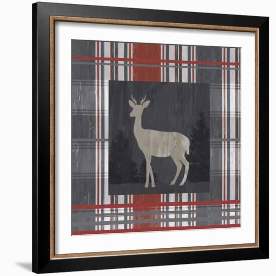 Yule Plaid - Deer-Tania Bello-Framed Giclee Print