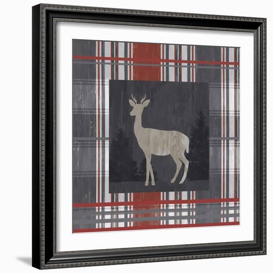 Yule Plaid - Deer-Tania Bello-Framed Giclee Print