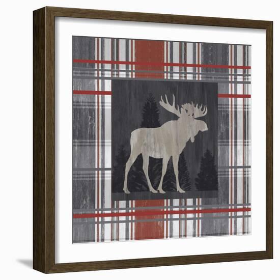 Yule Plaid - Moose-Tania Bello-Framed Giclee Print