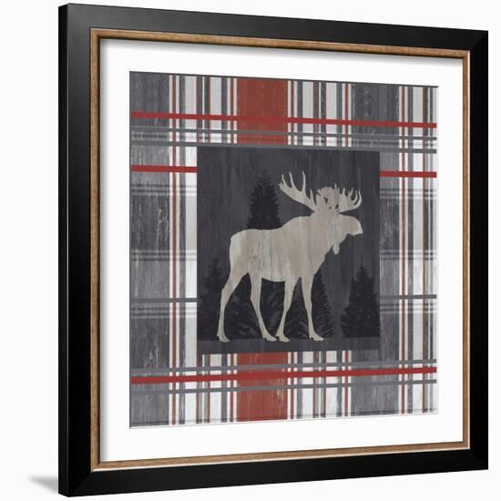 Yule Plaid - Moose-Tania Bello-Framed Giclee Print