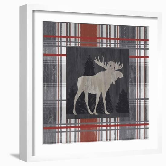 Yule Plaid - Moose-Tania Bello-Framed Giclee Print