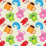 Cartoon Monsters Seamless Pattern. Raster Version-Yulia M-Art Print