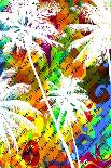 Multicolor Abstract Tropical Background with the Names of Tropical Resorts and White Silhouettes Of-yulianas-Art Print