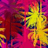 Tropical Pattern Depicting Pink and Purple Palm Trees with with Yellow Highlights Reflections on a-yulianas-Framed Premium Giclee Print