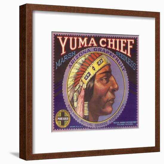 Yuma Chief Orange Label - Redlands, CA-Lantern Press-Framed Art Print