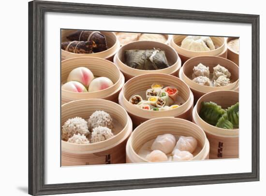 Yumcha, Dim Sum in Bamboo Steamer, Chinese Cuisine-bonchan-Framed Photographic Print