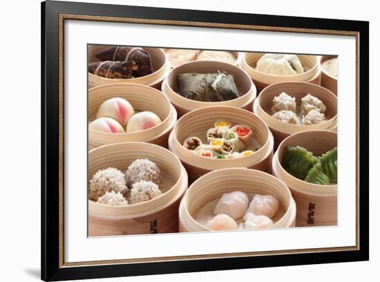 Yumcha, Dim Sum in Bamboo Steamer, Chinese Cuisine-bonchan-Framed Photographic Print