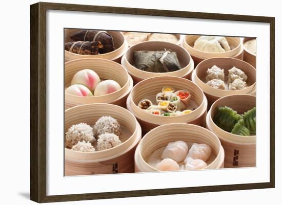 Yumcha, Dim Sum in Bamboo Steamer, Chinese Cuisine-bonchan-Framed Photographic Print