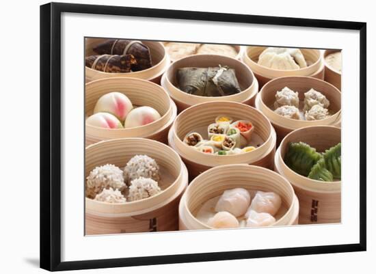 Yumcha, Dim Sum in Bamboo Steamer, Chinese Cuisine-bonchan-Framed Photographic Print