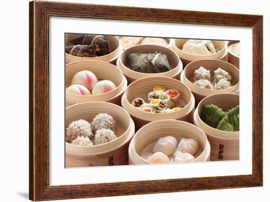 Yumcha, Dim Sum in Bamboo Steamer, Chinese Cuisine-bonchan-Framed Photographic Print