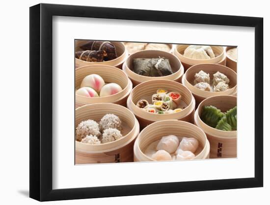 Yumcha, Dim Sum in Bamboo Steamer, Chinese Cuisine-bonchan-Framed Photographic Print