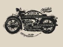 Handmade Font Motorcycle Race with Typography Watercolor-yusuf doganay-Mounted Art Print