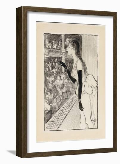 Yvette Gilbert at the Theatre, (Brush and Black Ink, Charcoal and Black Crayon on Paper)-Theophile Alexandre Steinlen-Framed Giclee Print