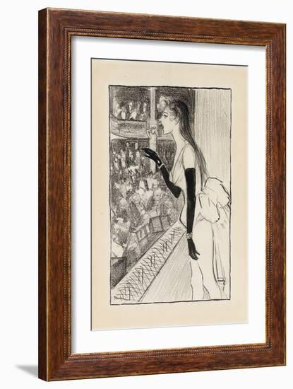 Yvette Gilbert at the Theatre, (Brush and Black Ink, Charcoal and Black Crayon on Paper)-Theophile Alexandre Steinlen-Framed Giclee Print