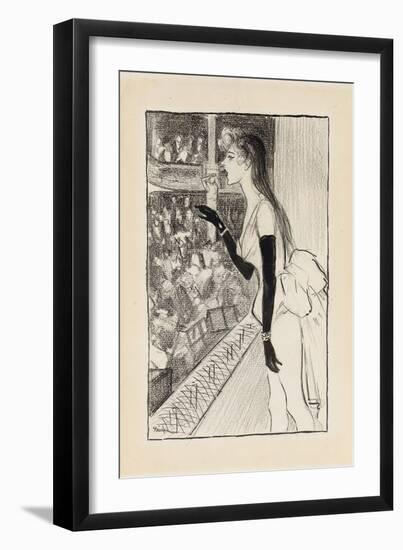 Yvette Gilbert at the Theatre, (Brush and Black Ink, Charcoal and Black Crayon on Paper)-Theophile Alexandre Steinlen-Framed Giclee Print