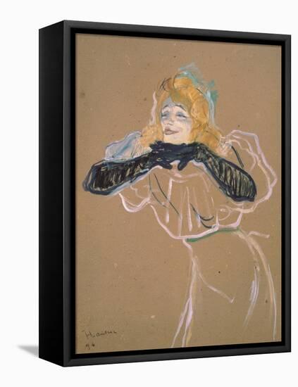 Yvette Guilbert (1867-1944) Singing "Linger, Longer, Loo," 1894-Henri de Toulouse-Lautrec-Framed Premier Image Canvas