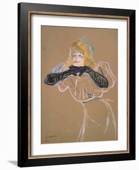 Yvette Guilbert (1867-1944) Singing "Linger, Longer, Loo," 1894-Henri de Toulouse-Lautrec-Framed Giclee Print