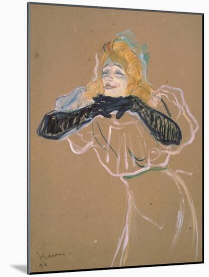 Yvette Guilbert (1867-1944) Singing "Linger, Longer, Loo," 1894-Henri de Toulouse-Lautrec-Mounted Giclee Print