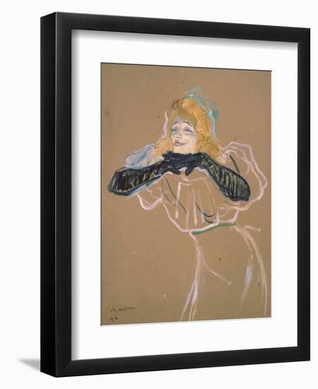 Yvette Guilbert (1867-1944) Singing "Linger, Longer, Loo," 1894-Henri de Toulouse-Lautrec-Framed Giclee Print