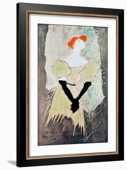 Yvette Guilbert (Commissioned in Order to Make a Table Top), 1895 (Ceramic)-Henri de Toulouse-Lautrec-Framed Giclee Print