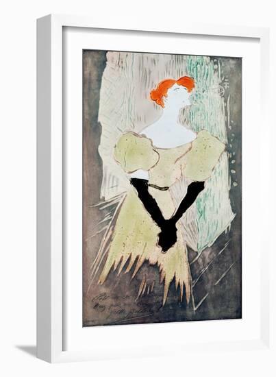 Yvette Guilbert (Commissioned in Order to Make a Table Top), 1895 (Ceramic)-Henri de Toulouse-Lautrec-Framed Giclee Print