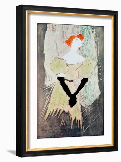 Yvette Guilbert (Commissioned in Order to Make a Table Top), 1895 (Ceramic)-Henri de Toulouse-Lautrec-Framed Giclee Print