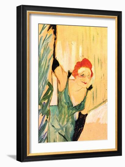 Yvette Guilbert Greets The Audience-Henri de Toulouse-Lautrec-Framed Art Print