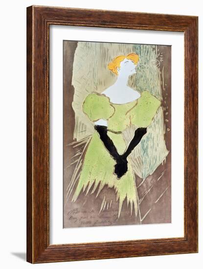 Yvette Guilbert, Music-Hall Singer, 1895 (Oil on Enamel)-Henri de Toulouse-Lautrec-Framed Giclee Print