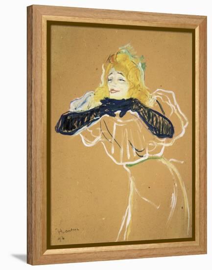 Yvette Guilbert Singing "Linger Longer Loo"-Henri de Toulouse-Lautrec-Framed Stretched Canvas