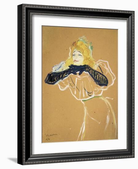 Yvette Guilbert Singing "Linger Longer Loo"-Henri de Toulouse-Lautrec-Framed Art Print
