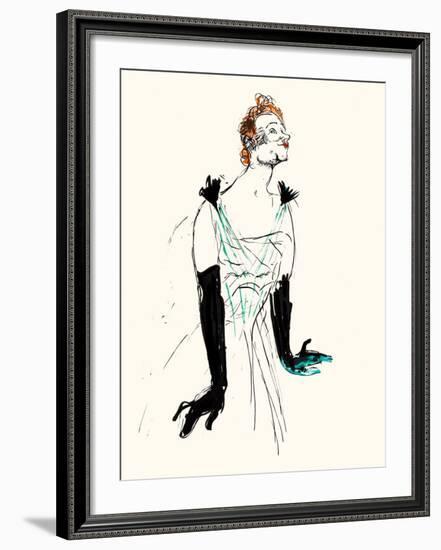 Yvette Guilbert-Henri de Toulouse-Lautrec-Framed Art Print