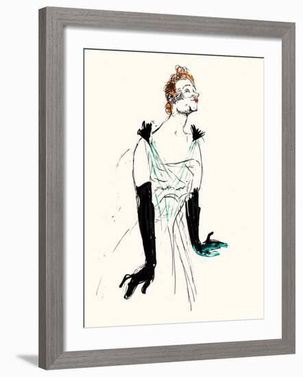 Yvette Guilbert-Henri de Toulouse-Lautrec-Framed Art Print