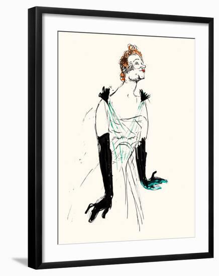 Yvette Guilbert-Henri de Toulouse-Lautrec-Framed Art Print