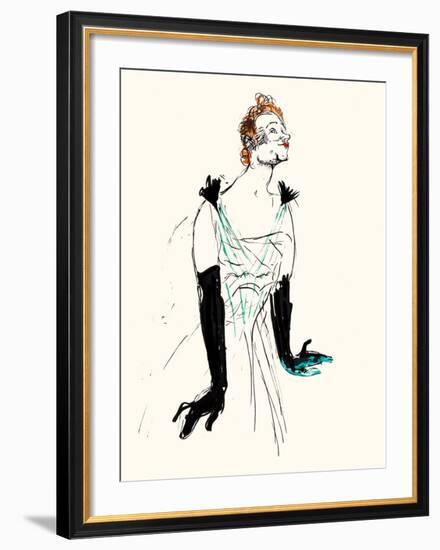 Yvette Guilbert-Henri de Toulouse-Lautrec-Framed Art Print