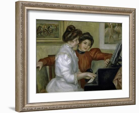 Yvonne and Christine Leroll at the Piano-Pierre-Auguste Renoir-Framed Giclee Print