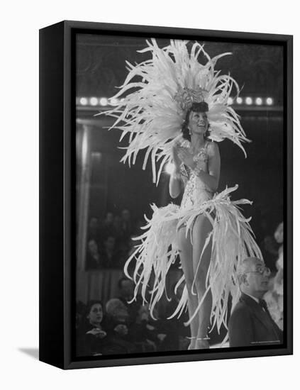 Yvonne Menard Standing on Glass Runway as Master of Ceremonies-Thomas D^ Mcavoy-Framed Premier Image Canvas