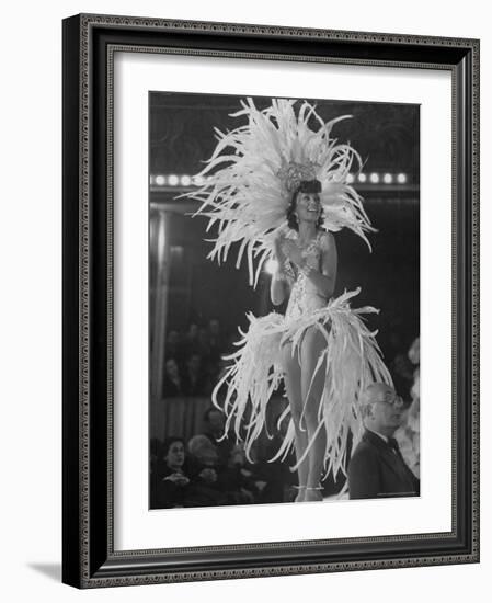 Yvonne Menard Standing on Glass Runway as Master of Ceremonies-Thomas D^ Mcavoy-Framed Photographic Print