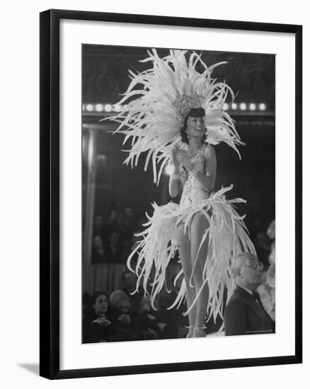 Yvonne Menard Standing on Glass Runway as Master of Ceremonies-Thomas D^ Mcavoy-Framed Photographic Print