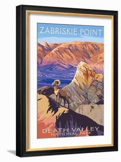 Zabriskie Point - Death Valley National Park-Lantern Press-Framed Art Print