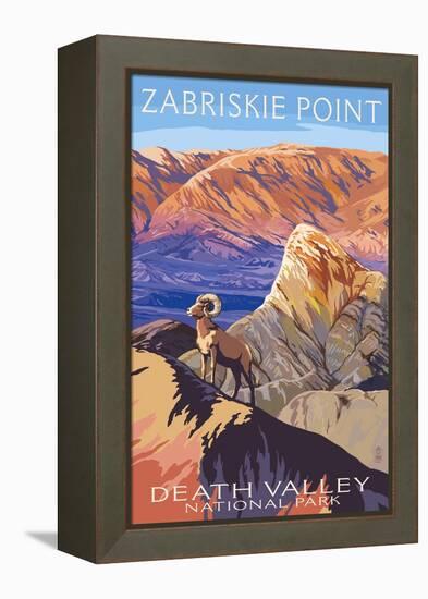 Zabriskie Point - Death Valley National Park-Lantern Press-Framed Stretched Canvas