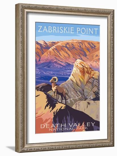 Zabriskie Point - Death Valley National Park-Lantern Press-Framed Premium Giclee Print