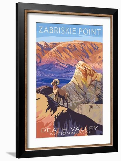 Zabriskie Point - Death Valley National Park-Lantern Press-Framed Premium Giclee Print