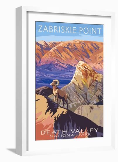 Zabriskie Point - Death Valley National Park-Lantern Press-Framed Premium Giclee Print