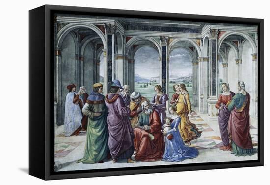 Zacharias Writes Down the Name of His Son-Domenico Ghirlandaio-Framed Premier Image Canvas